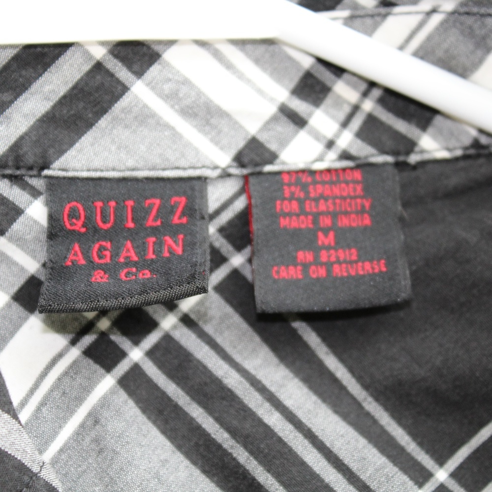 Quizz Again black/white tie front crop top sz M - Picture 6 of 7